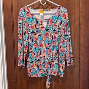 Ruby Rd. Multicolor Geometric Blouse